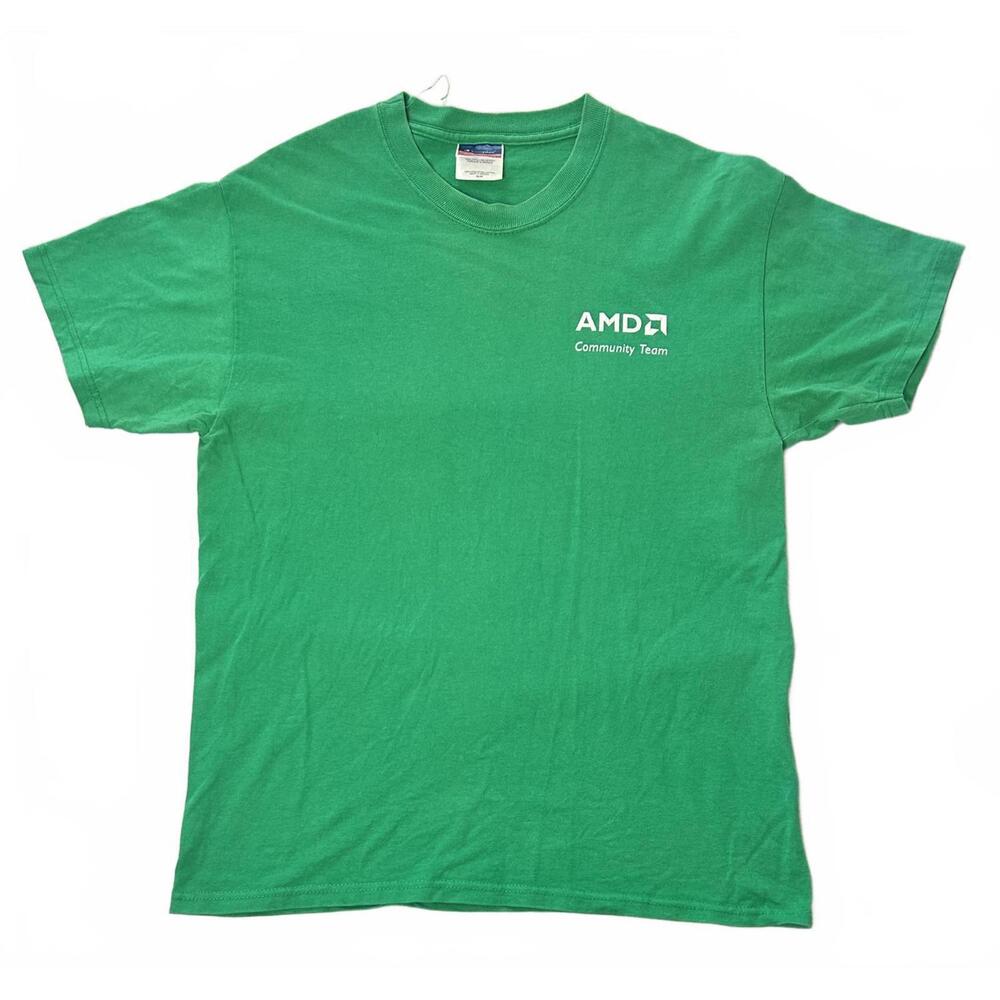 Vintage Champion AMD Community Green Shirt Mens Medium Tech